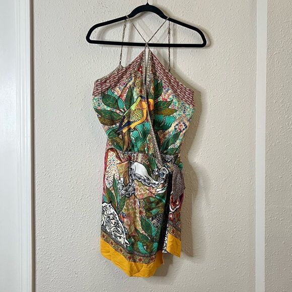 Farm Rio Gayatri Halter Mini Wrap Dress Size Small - Picture 2 of 8